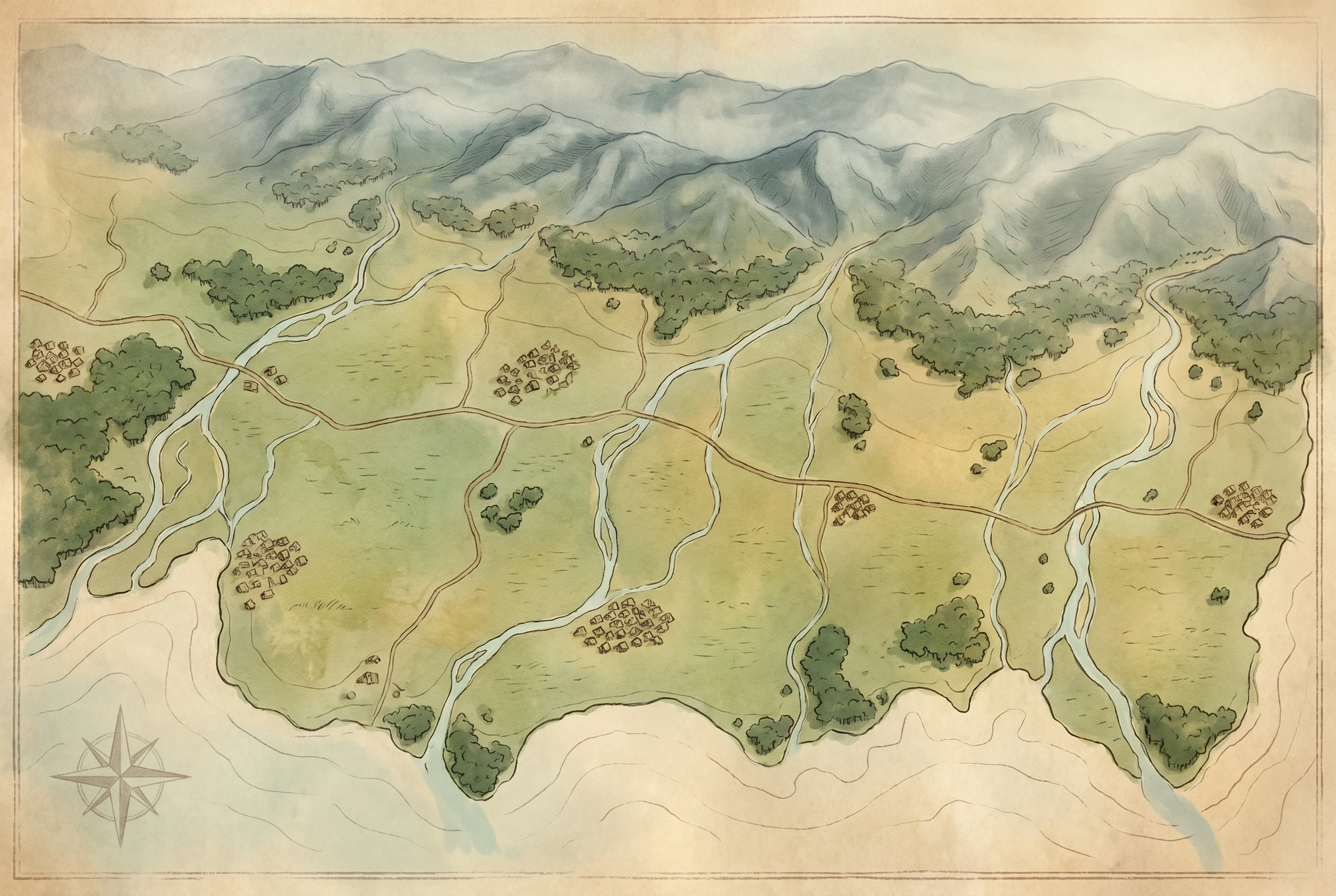 An illustrated map of the eastern Nepal terai where the seven camps stood